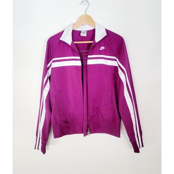 Nike Y2K Track Purple White Collared Full Zip Athleisure Women's Jacket Size M - Picture 3 of 9